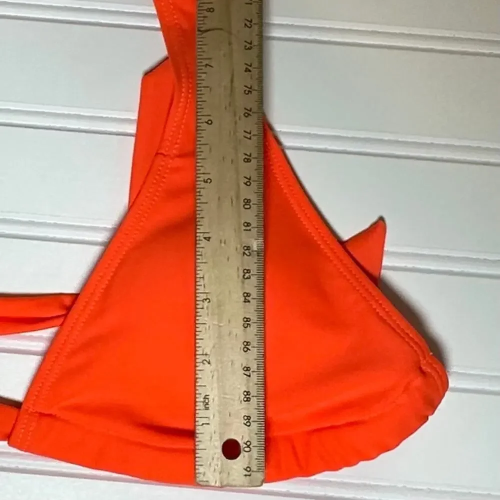 Womens 2 Piece Swimsuit Orange Halter Bikini XS Tie Side Bottoms Swimwear